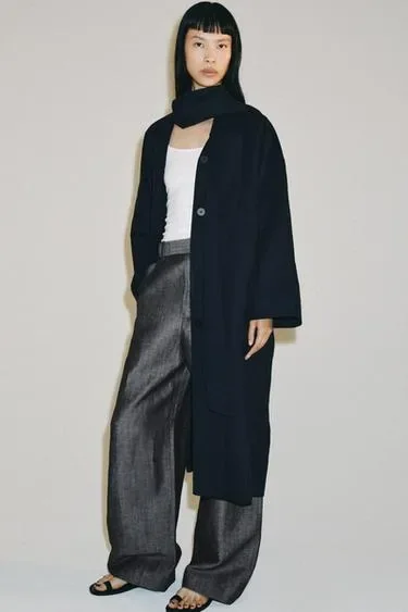 Zara Пальто оверсайз из льна — коллекция ZARA «ZW» купить с доставкой.