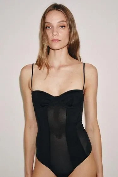 Zara Боди на косточках из полиамида купить с доставкой.
