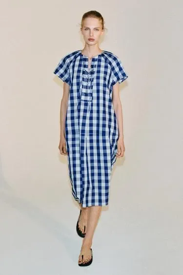 Платье в клетку с завязками — коллекция ZARA «ZW»