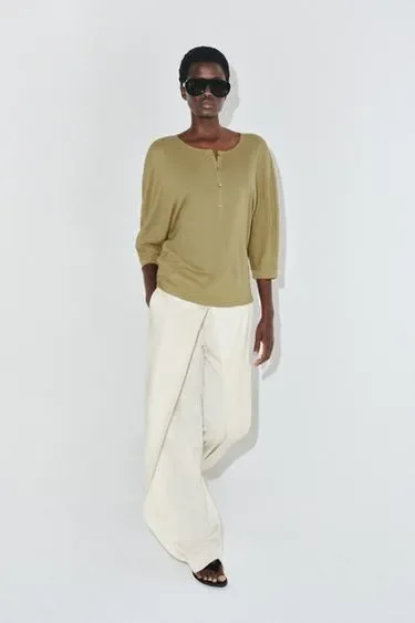 Zara Хлопковая футболка с круглым вырезом