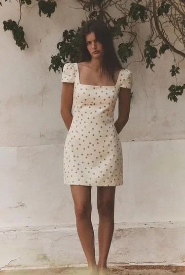 Zara Мини-платье с завязкой на спине и точками