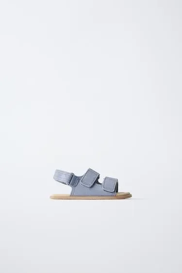 Zara Сандалии из натуральной кожи на двойной липучке