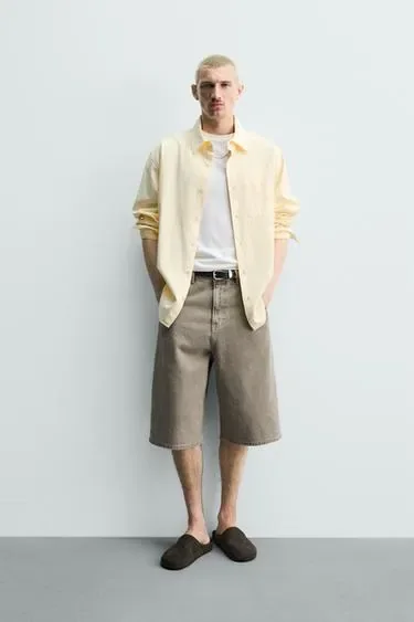 Zara Джинсовые шорты баллон из рельефной ткани