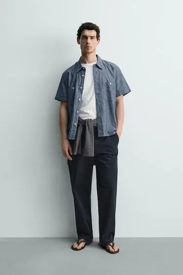 Zara Джинсовая рубашка из шамбри