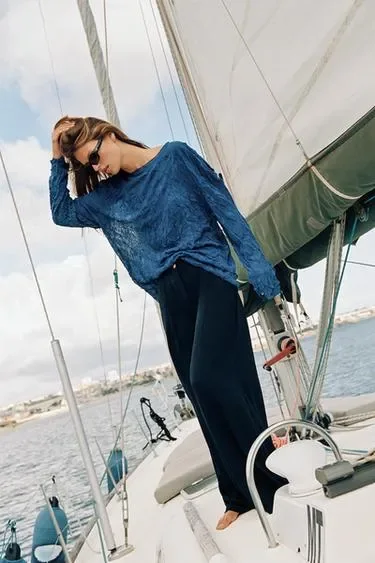 Zara Брюки палаццо с золотистой пуговицей