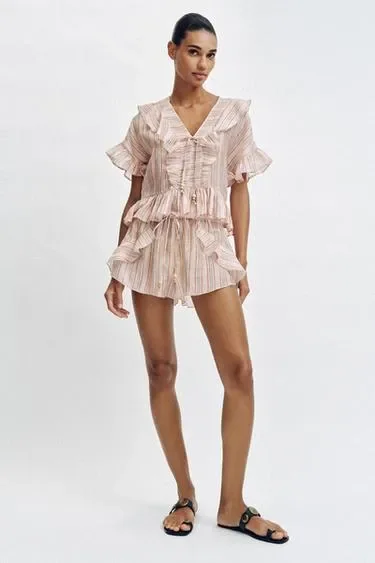 Zara Блуза в полоску с воланами