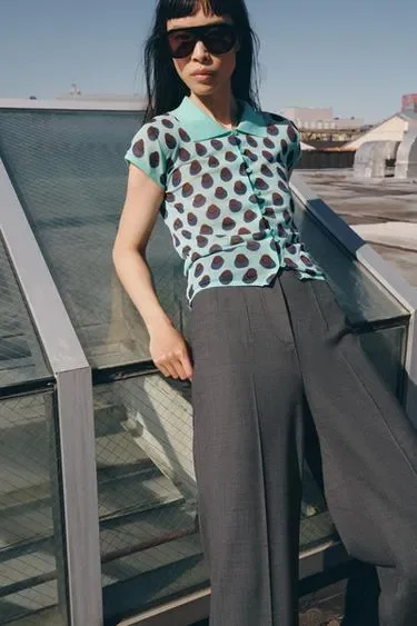 Zara Трикотажное жаккардовое поло