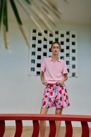 Zara Трикотажное поло с короткими рукавами