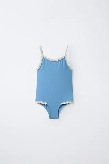 Zara 6-14 лет/купальник с контрастным кружевом