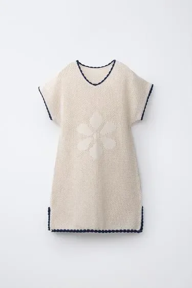 Zara Кафтан из кружева кроше с цветочным узором