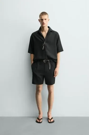 Zara Шорты  из льна и вискозы