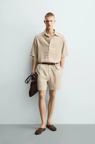 Zara Шорты  из льна и вискозы