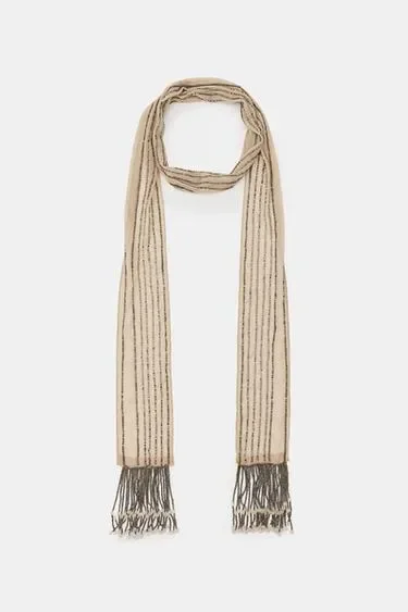 Zara Шарф с бусинами и бахромой