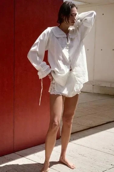 Zara Комбинированные шорты с вышивкой и кружевом
