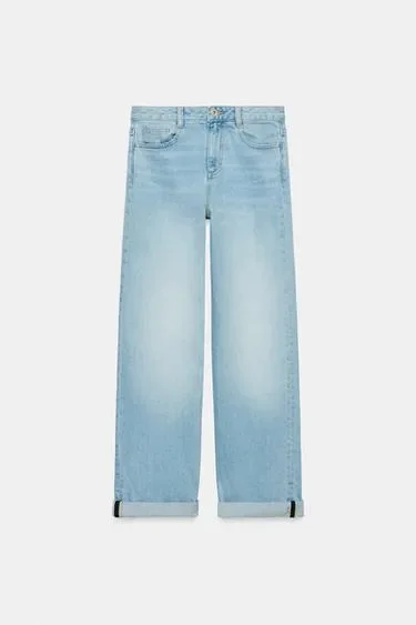 Zara Джинсы Z1975  со средней посадкой и отворотами