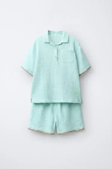 Zara 6–14 лет/ пижама с фактурным карманом