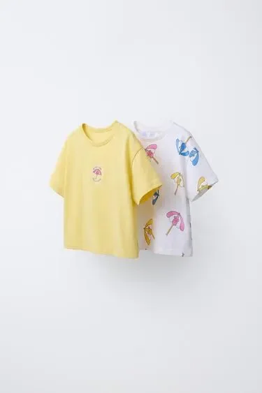Zara Набор из двух футболок с принтом зонтиков купить с доставкой.
