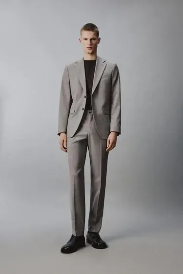 Zara Костюмный пиджак стандартной посадки из рельефной ткани