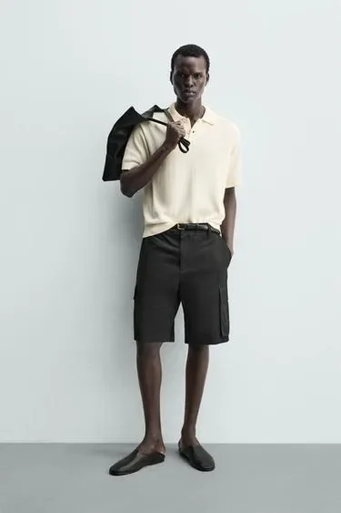 Zara Поло из рельефного трикотажа 