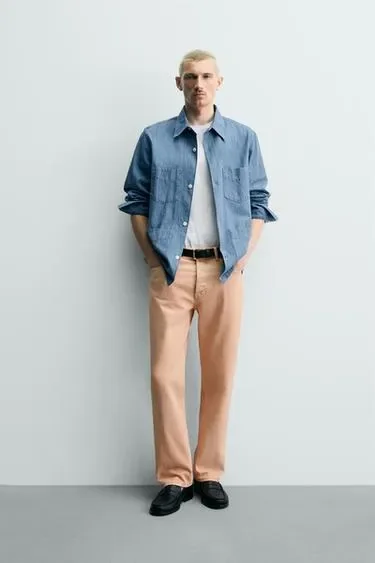 Zara Джинсы прямого кроя с эффектом потертости
