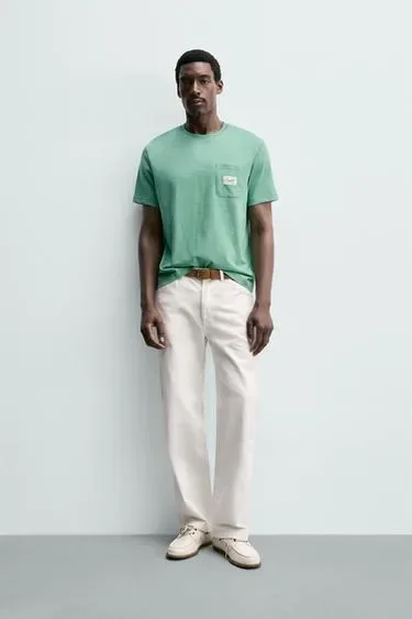 Zara Футболка классического кроя с нашивкой