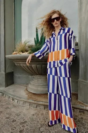 Zara Рубашка оверсайз в полоску