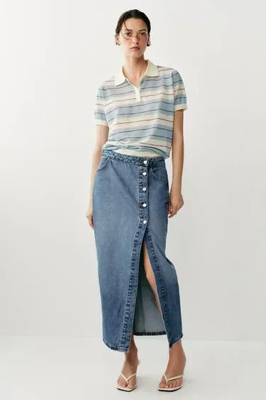Zara Трикотажное поло в полоску купить с доставкой.