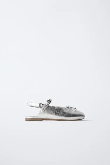 Zara Балетки-мюли с металлическим блеском купить с доставкой.