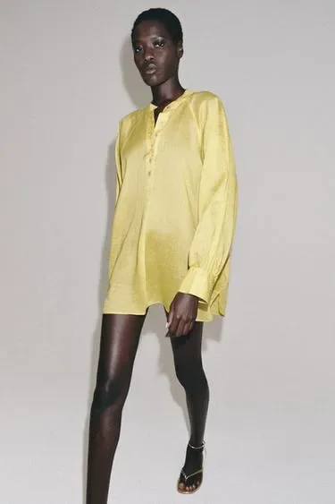 Zara Рубашка оверсайз из рами и лиоцелла коллекция ZARA «ZW»