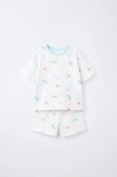 Zara 1,5-6 лет/пижама с морскими принтами