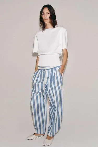 Zara Брюки в полоску в пижамном стиле — коллекция ZARA «ZW» купить с доставкой.