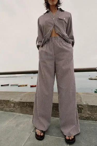 Zara Широкие брюки в полоску