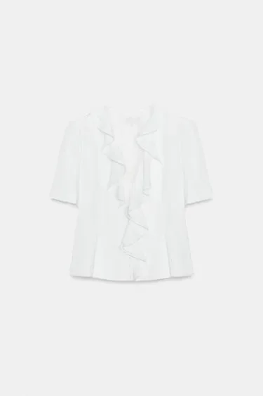 Zara Блейзер с короткими рукавами и воланами