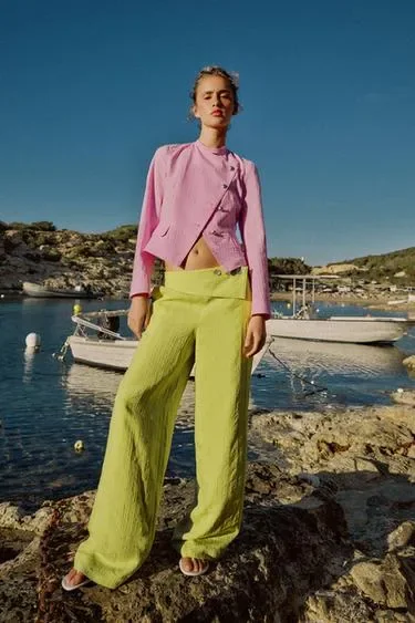 Zara Двубортный блейзер из 100% хлопка