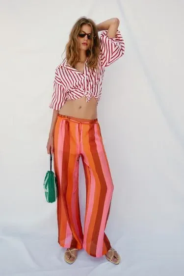 Zara Широкие брюки в полоску