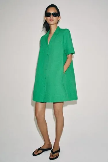 Платье-рубашка с коротким рукавом коллекция Zara «Zw»