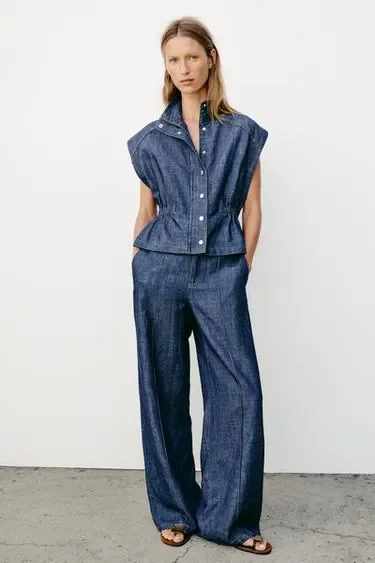 Zara Жилет изо льна с эластичной талией