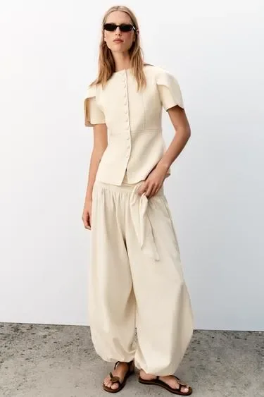 Zara Кардиган с объемными рукавами и разрезами