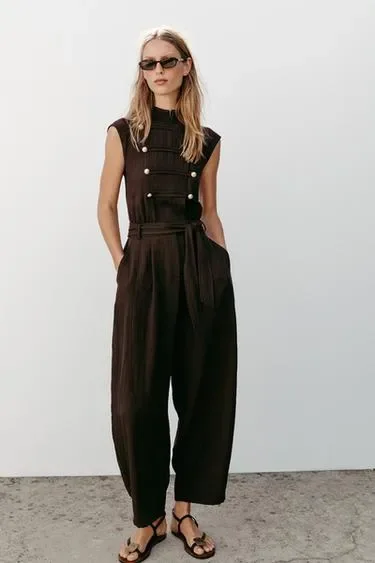 Zara Комбинезон с поясом и навесными петлями