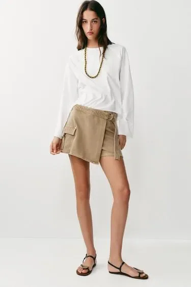 Zara Юбка-шорты карго с запахом