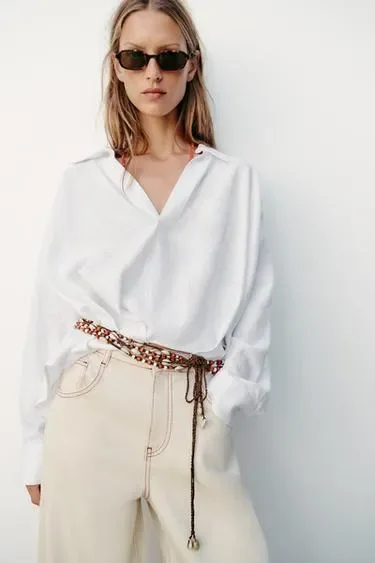 Zara Ремень из шнурков с раковинами и бусинами купить с доставкой.