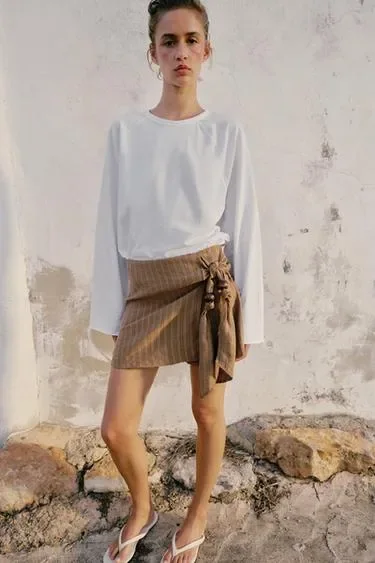 Zara Юбка-шорты с узлом и бусинами купить с доставкой.
