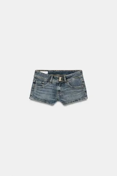 Zara Джинсовые мини-шорты TRF с низкой посадкой