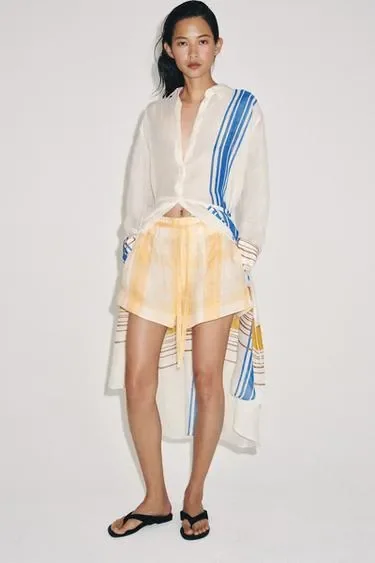 Zara Шорты из 100% рами со сборками — коллекция ZARA «ZW»
