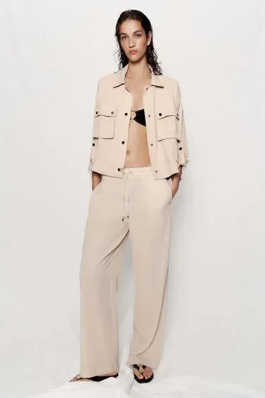 Zara Куртка-сафари с подвернутыми рукавами