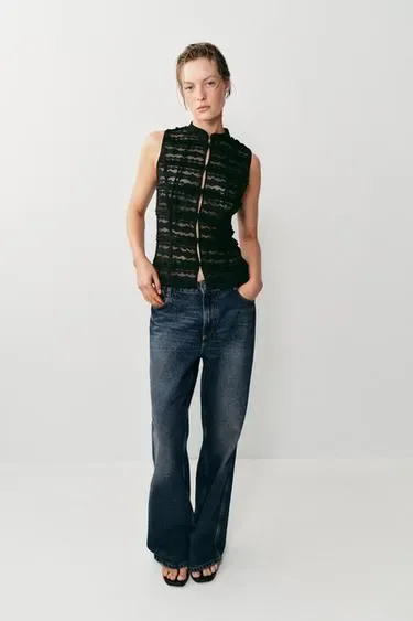 Zara Кружевной топ с застежками-тоггл