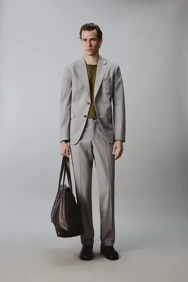 Zara Костюмный пиджак стандартной посадки с узором «гусиная лапка»
