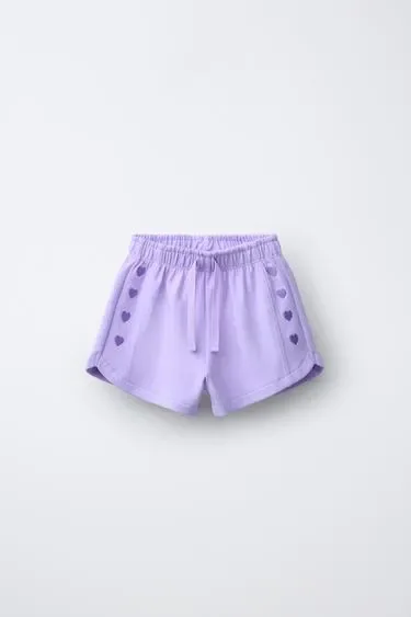 Zara Шорты из фельпы с вышитыми сердечками