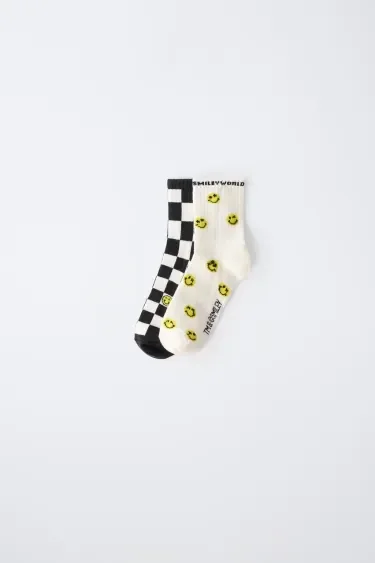Zara Набор из 2 пар носков SMILEYWORLD ® в шахматную клетку купить с доставкой.