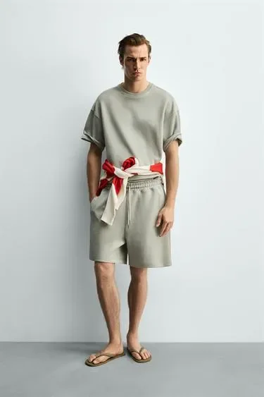Zara Шорты-джоггеры из ткани интерлок купить с доставкой.